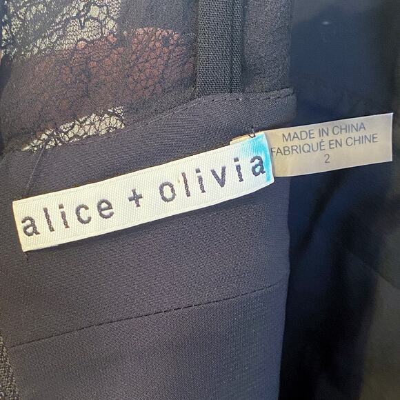Alice + Olivia Black Jean Lace Insert Mini Dress - Picture 7 of 9